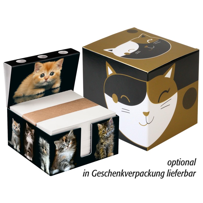 PrintCollect "Cats" Note Box with Pen Holder, Made of Sturdy