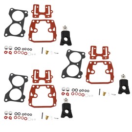 ALL-CARB 3 x Carburetor Carb Repair Kits with Float Replacement for Johnson Evinrude V4 85 90 100 115 125 140hp and V6 150 155 175 185 200 235hp