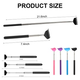 Back Scratcher 4 Pack Stainless Steel Back Scratcher for Men Women Portable Back Scratchers Extendable Gratte Dos with Rubber Handles