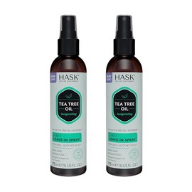 HASK Aceite de árbol de té revitalizante 5 en 1 acondicionador sin enjuague para todo tipo de cabello, seguro para color, sin gluten, sin sulfatos, sin parabenos, juego de 2 piezas de árbol de té
