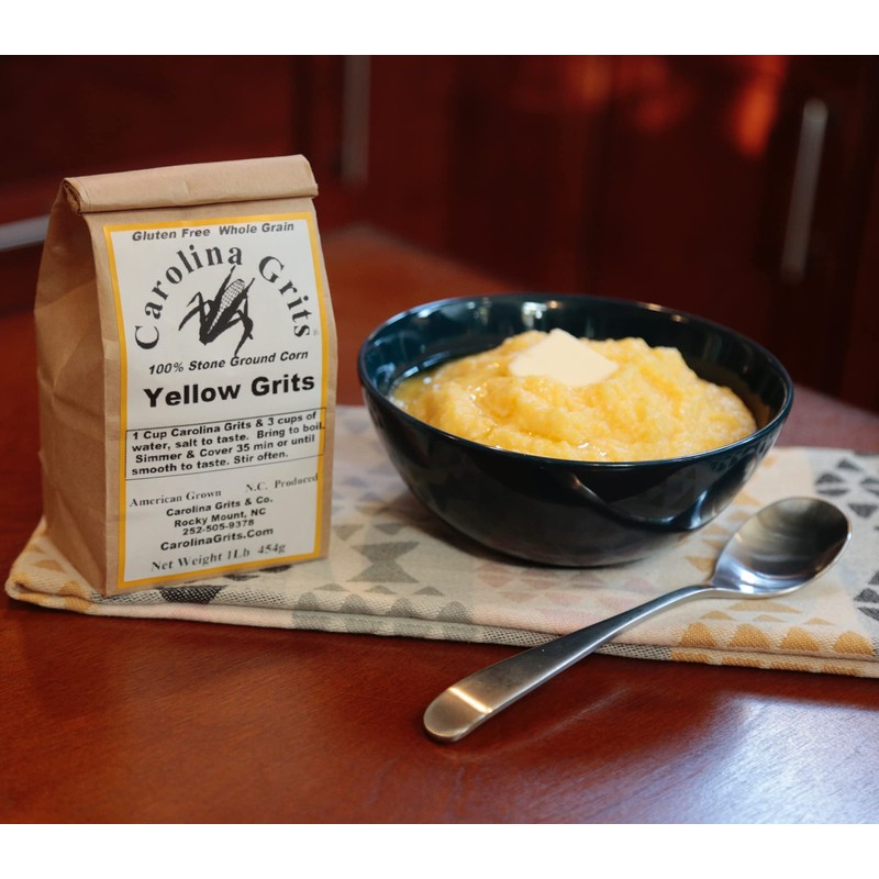 Carolina Grits Company Traditionally Stone Ground Yellow Grits, non-GMO, Whole