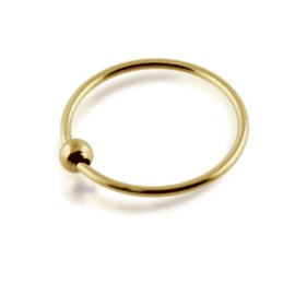 AZARIO LONDON 9K Yellow Gold 22 Gauge - 8MM Length Captive Bead Nose Ring Nose Piercing