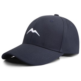 Momoshe Men's Summer Women's 100% Cotton Cap Adjustable Breathable One Size Baseball Mountain Peaks Embroidery Sport, navy blue
