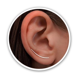 Earrings Sterling Silver Ear Climbers Long Curved Bar Studs, Ear crawlers,Ear Jackets