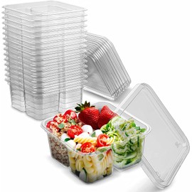 MT Products Plastic 4 Compartment Bento Box 6" x 2" Snack Container - Pack of 15