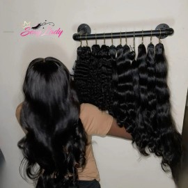 Unprocessed Raw Cambodian Raw Human Hair Straight Natural Body Wave Burmese Curly Hair Bundle Vendor Natural Black Can Be Dyedcolor: natural wave bundle, Stretched Length: 4 Inches