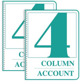 Sayglossy 2 Pack Ledger Books Columnar Books Accounting Notebook Ledger Paper Book Columnar Log Book for Business Bookkeeping, 100 Pages, 8.5 x 11 Inch, Wire-O(4 Column)