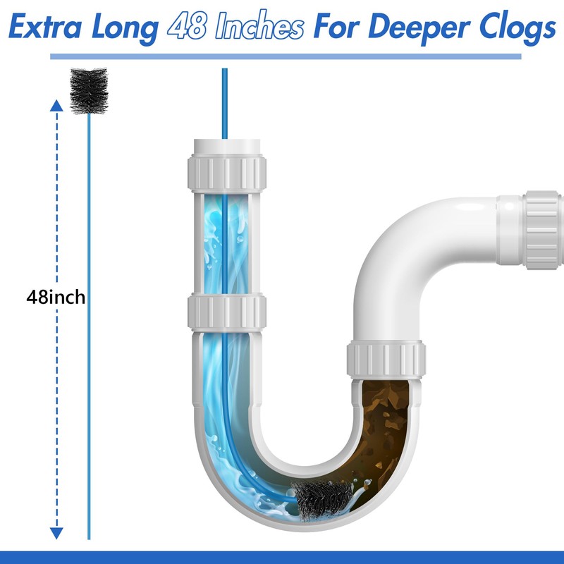 3 Pcs Condensate Trap Flexible Drain Brush, 48 Inch AC