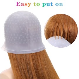 Sibba Gorro de silicona para colorear el cabello con gancho de ganchillo, reutilizable, agujero perforado, resaltado, tapas de tiro, tapa de glaseado 