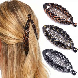 Pecieco 3 Pcs Banana Clips for women 5.5 Inch Large Flat Claw Clips for Thick Hair French Hair Claw Clips for Styling