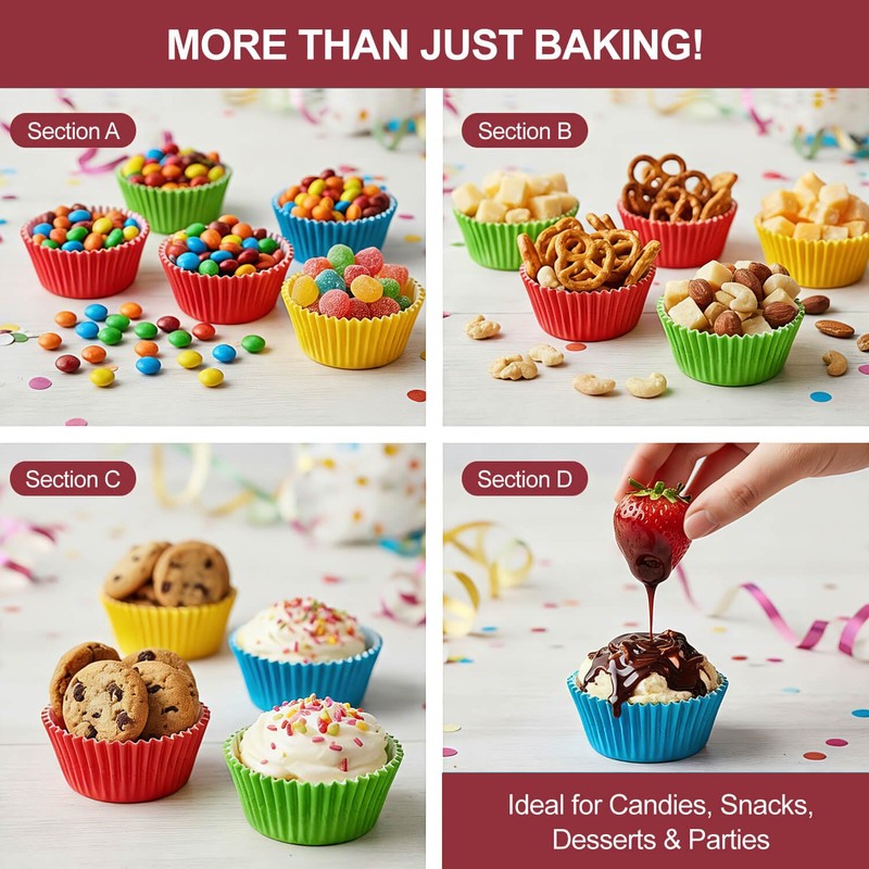 Eoonfirst Bright Rainbow Standard Cupcake Liners No Smell, Food Grade