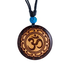 Wooden Necklace Turquoise Adjustable Cotton Chain Jackfruit Wood Ambonya Wood Round Diamond Sri Yantra YinYang Om Tree of Life Thor Hammer All-Seeing Eye Necklace Men Women Pendant, Stainless Steel