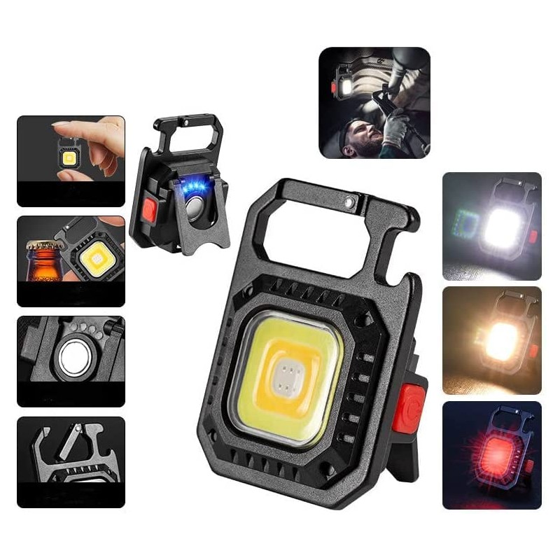 Portable COB Led Flashlight with Practical Carabiner, Bottle Opener, Cold