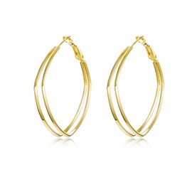 PHNIBIRD Creolen Gold Groß Damen Ohrringe Quadratische Eckige Creolen Durchmesser 45 mm Einfach Modeschmuck Geschenke Für Frauen