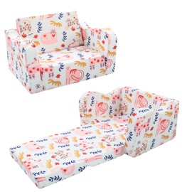 Folding Kids Couch, Foldable Chair Comfy for Toddlers 1-3, Toddler Couch Fold Out Couch 2-in-1 Sofa Bed for Playroom, Toddler Lounge Chair for Boys & Girls