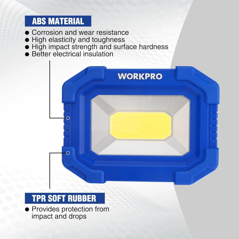 WORKPRO 2PC 2000LM Rechargeable LED Work Light Magnetic Work Light