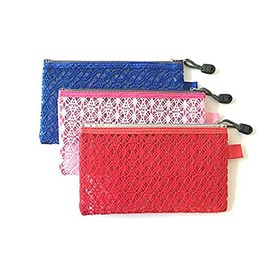 Versatile Decor Zip Up Make Up Mesh Plastic Pouch Bag - Available in 3 sizes (DL,)