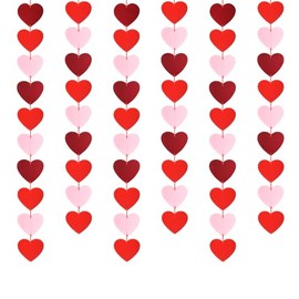 Anniversary Valentines Day Decorations Banner 6 Pack Felt Heart Garland Room Decor Streamer Banner Garland Backdrop Hanging Engagement Wedding Banner Romantic Party Supplies for Home Window Ceiling