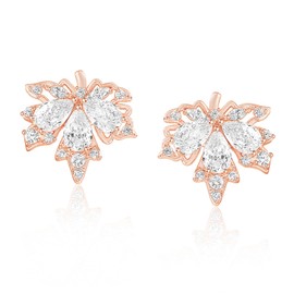 ATIMOGO Elegant Rose Gold Fall Cubic Zirconia Stud Earrings for Women Small Maple Leaf CZ Crystal Stud Earrings Birthday Prom Wedding Bridal Brides