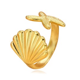 Starfish Ring for Women Gold Shell Ring Boho Rings Beach Rings Summer Beach Jewelry Gifts for Women