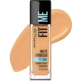 Maybelline Fit Me Matte + Poreless Liquid Oil-Free Foundation Makeup, Golden, 1 Count (Packaging May Vary)