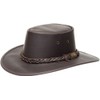 Squashy Full Grain Cowhide Leather Hat (S, Brown)