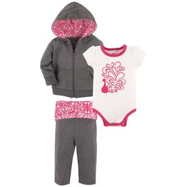 Yoga Sprout 3 Piece Jacket, Bodysuit and Pant Set, Peacock, 12-18 Months