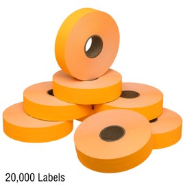 Fluorescent Orange Pricing Labels for Monarch 1131 Price Gun - 8 Rolls, 20,000 Price Marking Labels - with Ink Roll Included