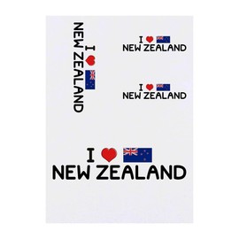 Azeeda 4 x 'I Love New Zealand' Temporäre Tattoos - Wasserfest, Hautfreundlich & Ungiftig · Transfers in Verschiedenen Größen (TO00054141)