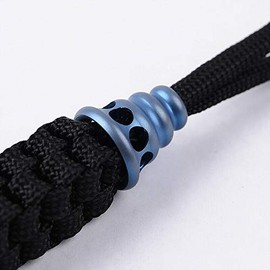 Lanyard Bead Rope Pendant，1PCS TC4 Outdoor Camping, Titanium Alloy Rope EDC Tools Pendant Without Black Rope for Decoration(Ancient Clock Blue)