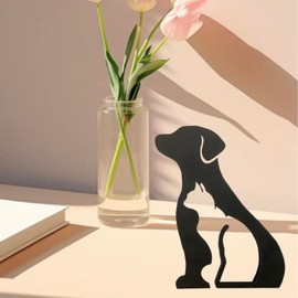 TTYGRHQ Modern Metal Cat Wall Art Sculpture, Black Minimalist Home Decor, Living Room Wall Decoration (Dogs and Cats)