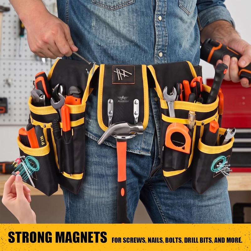 Tool Belt for Men, 26-Pocket Heavy Duty Tool Pouch with