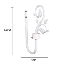 SUQ I OME Leaf Shaped Curtain Holdbacks 2pcs, Handmade Metal Curtain Holders for Wall, Antique Brass Curtain Tieback Hook Pull Backs for Drapes Window Home Decoration (White)