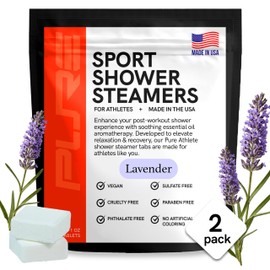 Pure Athlete Sport Shower Steamers - Made in USA with Natural Lavender Essential Oil, Easter Basket Stuffers, Stress and Sinus Relief, Muscle Recovery for Athletes, Best Birthday Gifts for Self Care Relaxation