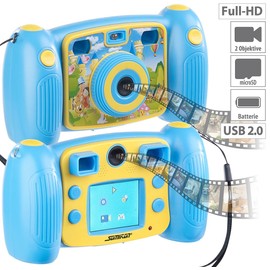 Somikon Children's Camera Full HD Digital Camera, 2nd Lens for Selfies & 2 Viewfinder Blue (Children's Digital Camera, Children's Photo Camera, Gift Ideas)