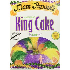 Mam Papaul's Mardi Gras King Cake Kit with Praline Filling, 18 Servings - 28.5 ounce