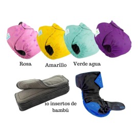 10 Pañales Ecológicos Premium +10 Insertos Bambú Personaliza Género Sin género Talla Mediano (M)