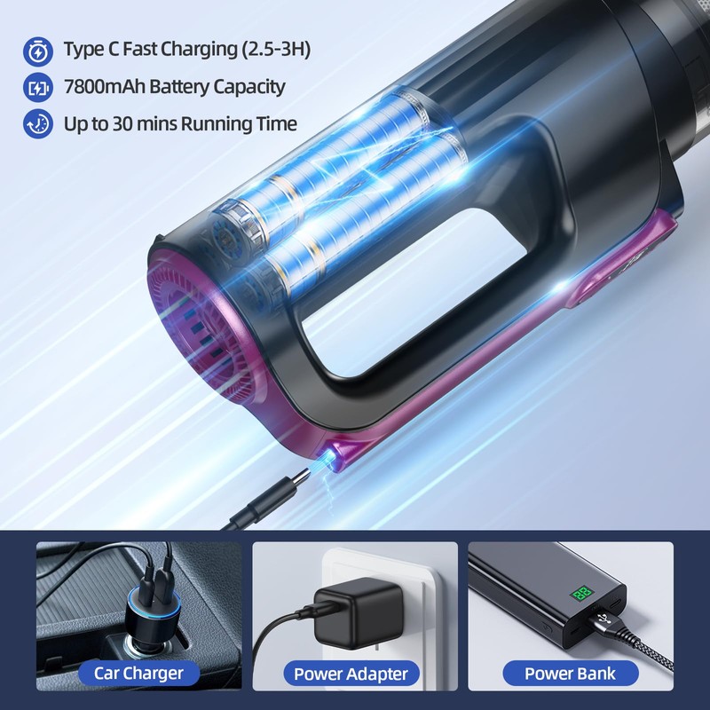 MONOZEL Cordless Handheld Vacuum Cleaner, 18000Pa 2 in 1 Car