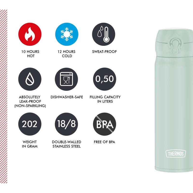 THERMOS ULTRALIGHT BOTTLE 0.50 L Soft Mint Matte Stainless Steel