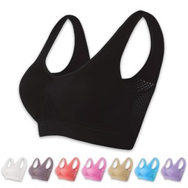 DECHEENG Breathable Cool Liftup Air Bra, 2024 New Sports Bra Large Size Air Bra, Comfortable Mesh Sports Bra for Women Black