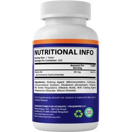 Vitamatic Vitamin B6 (Pyridoxine HCI), 50 mg 250 Vegetarian Tablets - Promotes Energy Production, boosts Metabolism and Immune Health Support