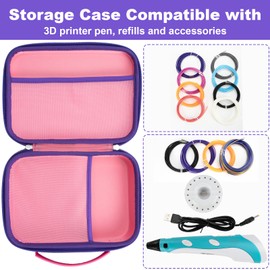 Case for SCRIB3D P1 Advanced/3 Doodler 3D Pen/MYNT3D Professional Printing/MYNT3D Super 3D Pen, Storage Organizer Holder for 3D Printing Pen，Filament Refills, USB Charger, Rose Red (Case Only)