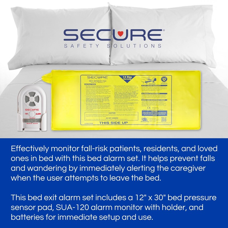 Secure Bed Alarm for Elderly Adults - 12x30 Bed Sensor,
