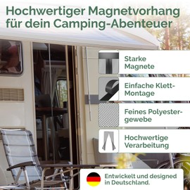 Nematek - Fly Screen Balcony Door 60 x 200 cm - Premium Magnetic Fly Screen Door for Caravan, Motorhome and Patio Door - Black Fly Protection Motorhome Door with Strong Magnets