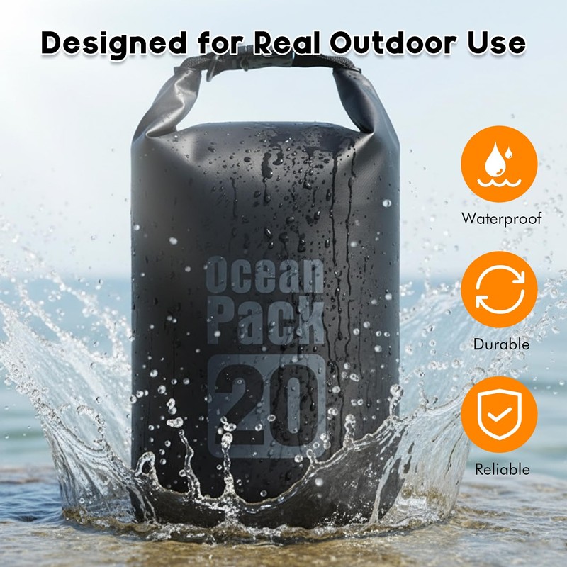 EDSRDPLT Shark-Shaped Anchor Buoy with 20L Waterproof Dry Bag Kayak