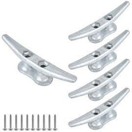 ORLANG 4 Inch Dock Cleats, Hot Dipped Galvanized Cast Iron Boat Cleats with Hardware, Rope Cleat Boat Dock Cleat for Boat Docks, Decks or Nautical Decor (5 Pack)