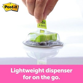 3M Post-it banderitas verdes con dispensador de escritorio, 1 pza con 200 banderitas