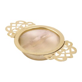 Fenteer Double Ear Tea Strainer Metal Sifter Rust Resistant Easy to Clean Tea Accessories Mesh Sieve for Juice Coffee Teapot Kitchen, Gold