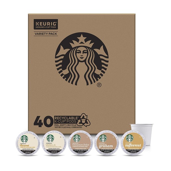 Starbucks Flavored K-Cup Coffee Pods — Variety Pack for Keurig Brewers — 1 box (40 pods)
