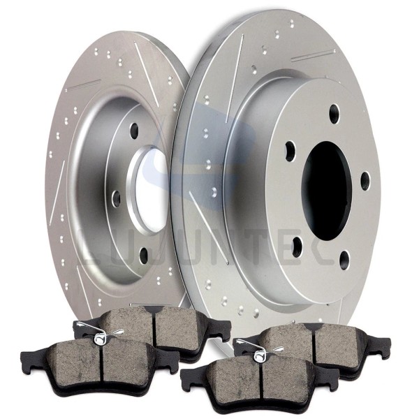 Lujuntec Rear Brake Discs Rotors + Ceramic Pads For 2008-2013
